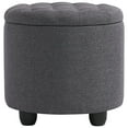 Furnimart Round Storage Ottoman with Cover Lid, Tufted Round Ottoman
