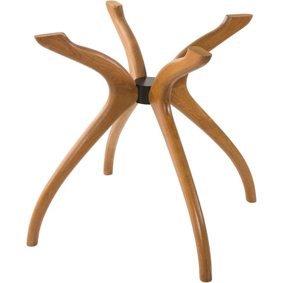 Furnirem | 4-Leg Curved Oak for Glass Tabletop, Solid Wood Pedestal Dining & Kitchen Table Base