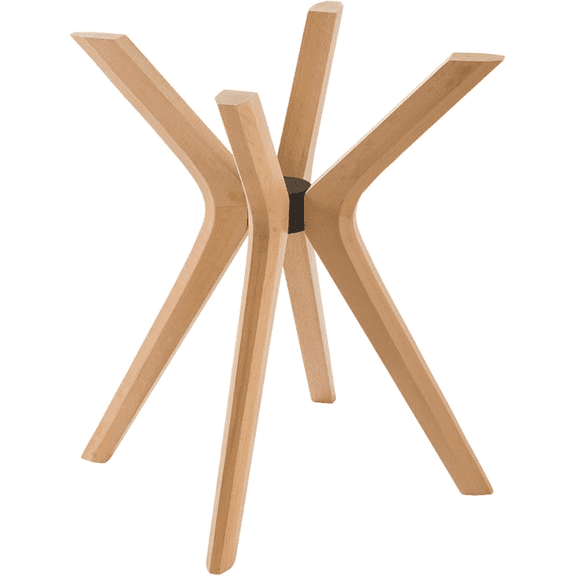 Furnirem | 4-Leg Unfinished Solid Wood,  Pedestal Dining Table Base for Glass Tabletop