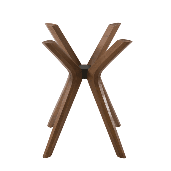 Furnirem | 4-Leg Walnut Solid Wood, Pedestal Dining Table Base for Glass Tabletop