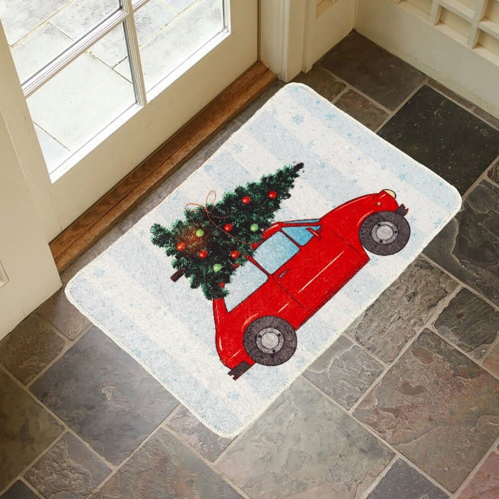 Furnis NonSlip Outdoor Christmas Mat 20" X 30" Red White