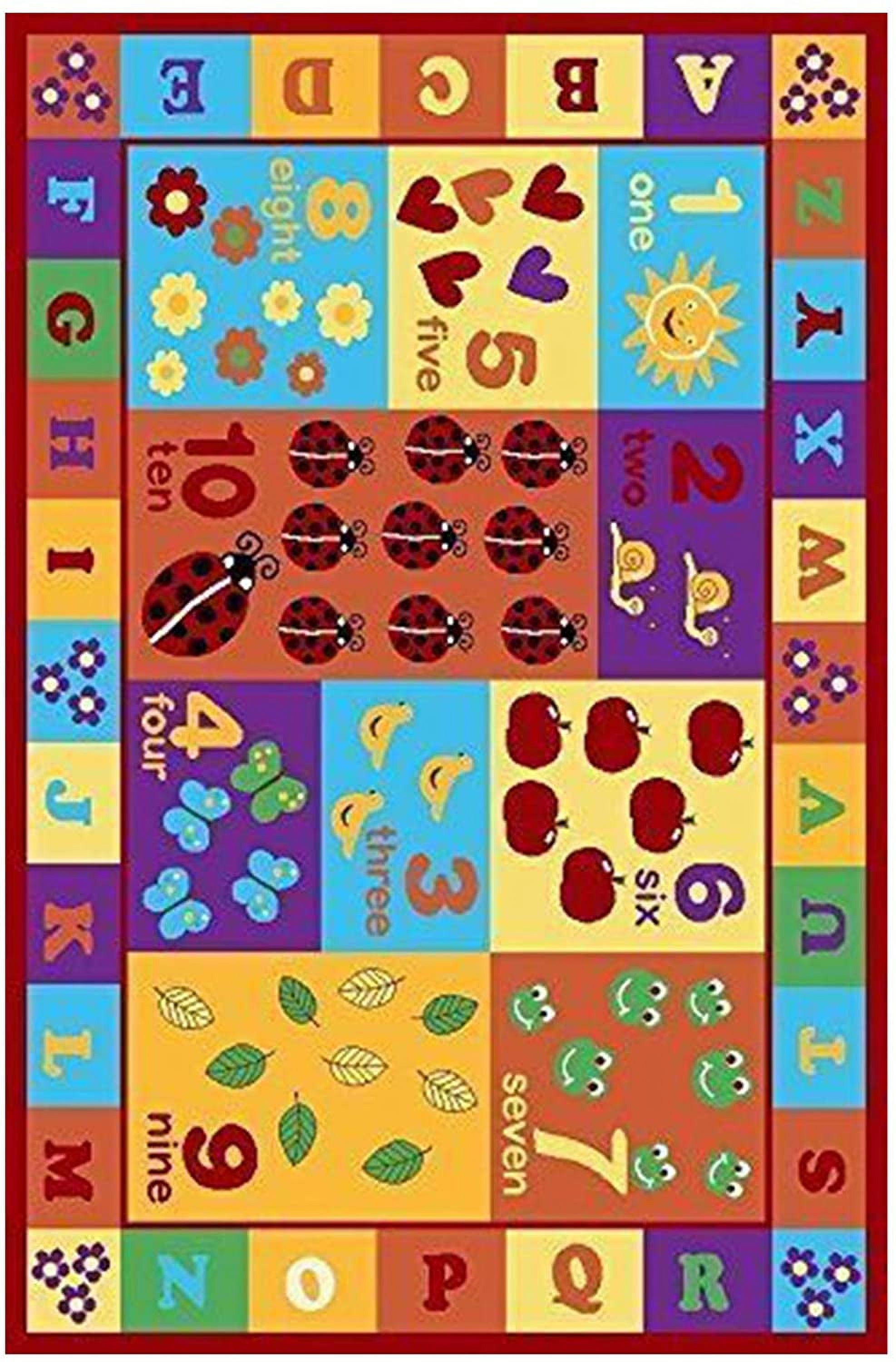 Multicolor Educational Alphabet and Numbers Kids Area Rug