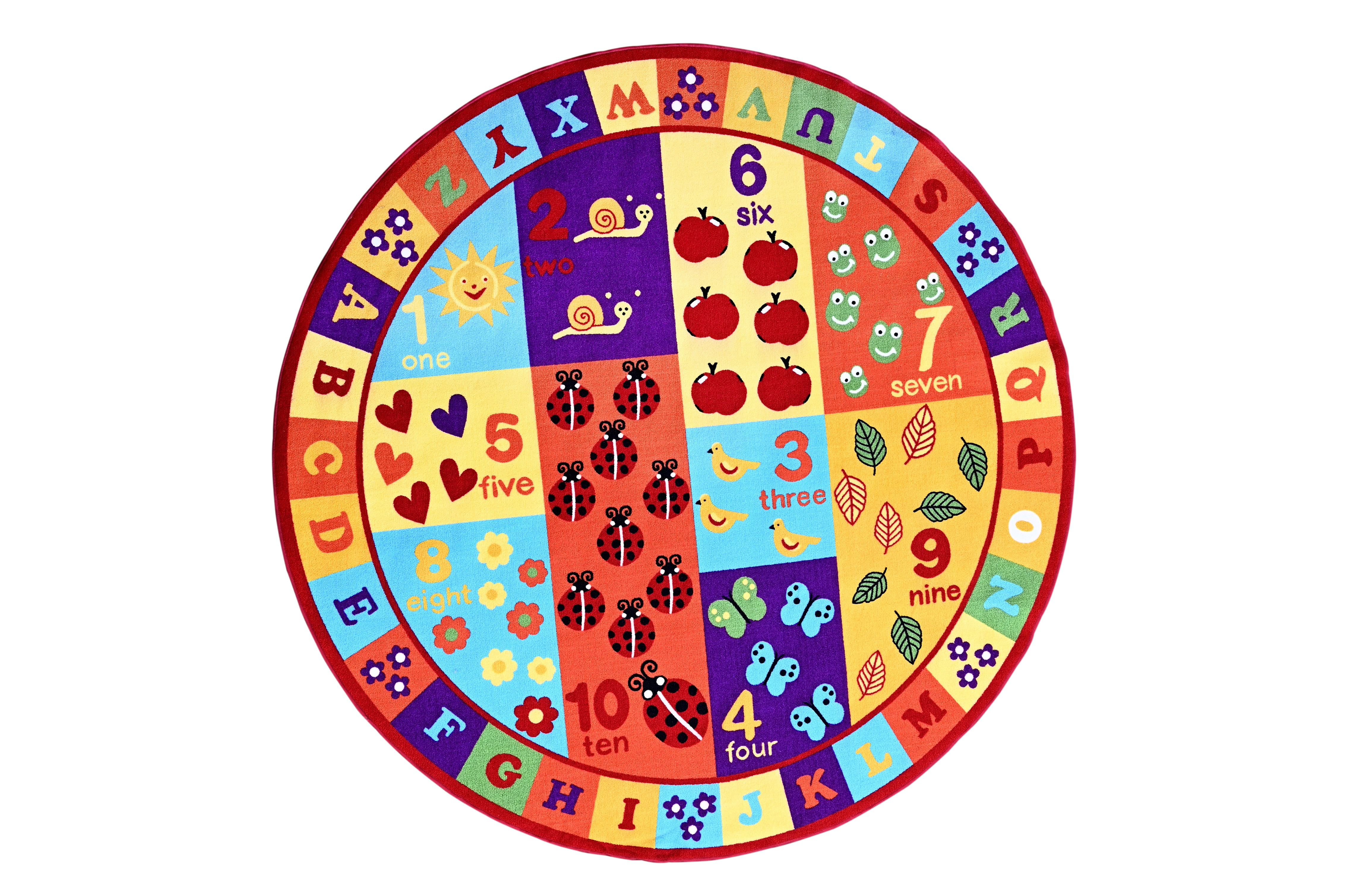 Furnish My Place 740 ABC With Numbers 9' Round ABC Area Rug for Kids ...