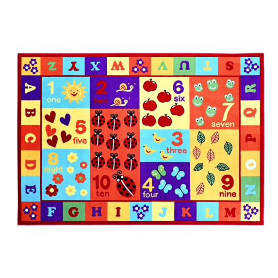 Furnish My Place 740 ABC With Numbers 9'x13'2" ABC Area Rug for Kids, Educational Alphabet Letter & Numbers, Anti-Skid Rubber Backing, Multicolor
