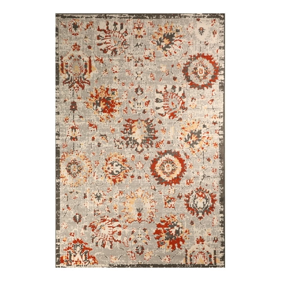 Furnish My Place Abstract Area Rug - 7 ft. 8 in. x 11 ft., Light Grey, Floor Rug with Rustic Print