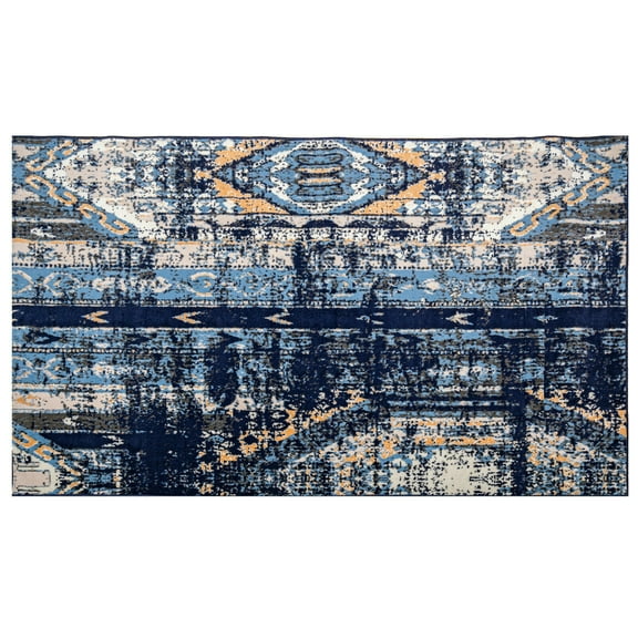 Furnish My Place Abstract Design Area Rug - 2 ft. x 4 ft., Navy, Floor Rug with Rustic Print