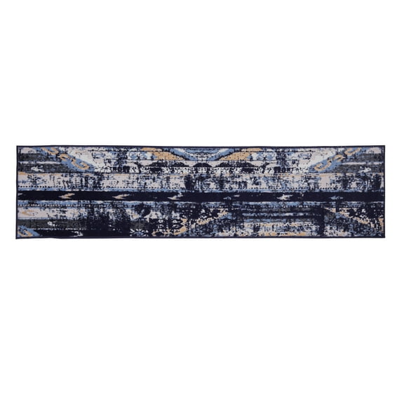 Furnish My Place Abstract Design Runner Rug - 2 ft. x 8 ft., Navy, Floor Rug with Rustic Print