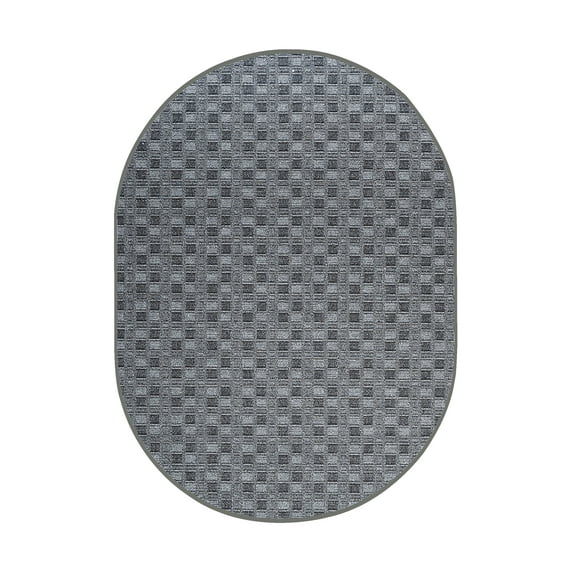Furnishmyplace Abstract Indoor/Outdoor Commercial Color Rug - Black, Area Rugs 7' x 9' Oval
