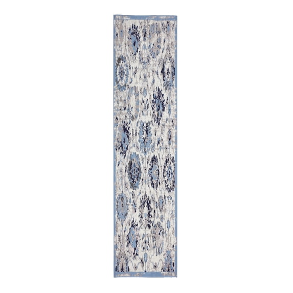 Furnish My Place Abstract Runner Rug - 2 ft. x 8 ft., Light Blue, Floor Rug with Rustic Print