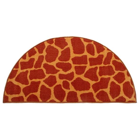 Furnish My Place Animal Print Rug - 18" x 36" Half Round, Giraffe On Stilts, Nylon Rug for Patio, Garden, Hallway, Living Room