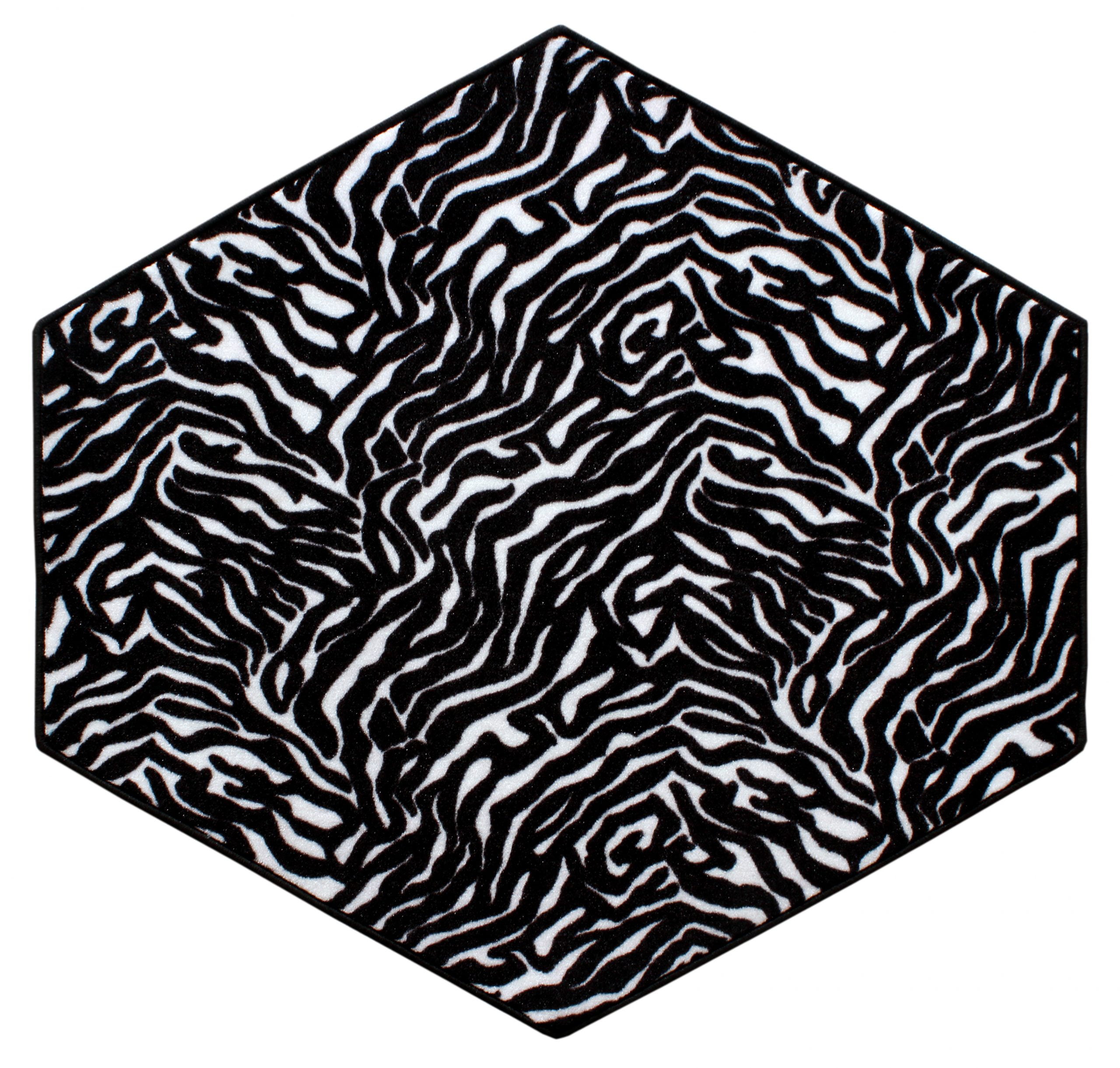Furnish My Place Animal Print Rug - 2 ft. Hexagon, Zebra Migrant Beauty ...