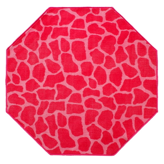 Furnish My Place Animal Print Rug - 2 ft. Octagon, Giraffe Girly Giraffe, Nylon Rug for Patio, Garden, Hallway, Living Room