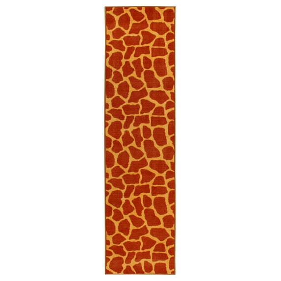 Furnish My Place Animal Print Rug - 2 ft. x 10 ft., Giraffe On Stilts, Nylon Rug for Patio, Garden, Hallway, Living Room