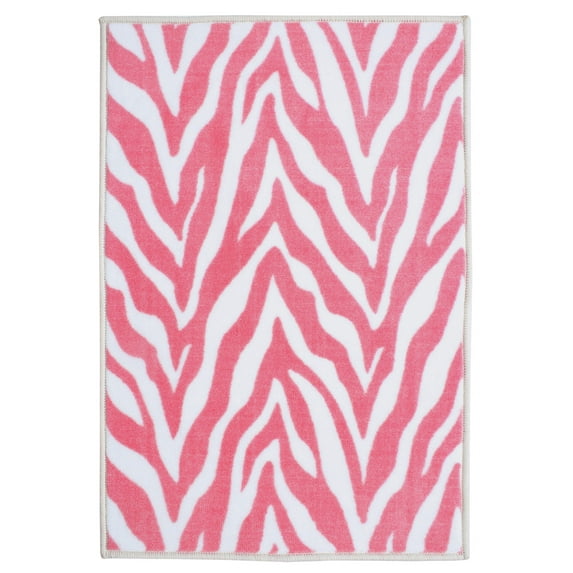 Furnish My Place Animal Print Rug - 2 ft. x 3 ft., Zebra Light Pink, Nylon Rug for Patio, Garden, Hallway, Living Room