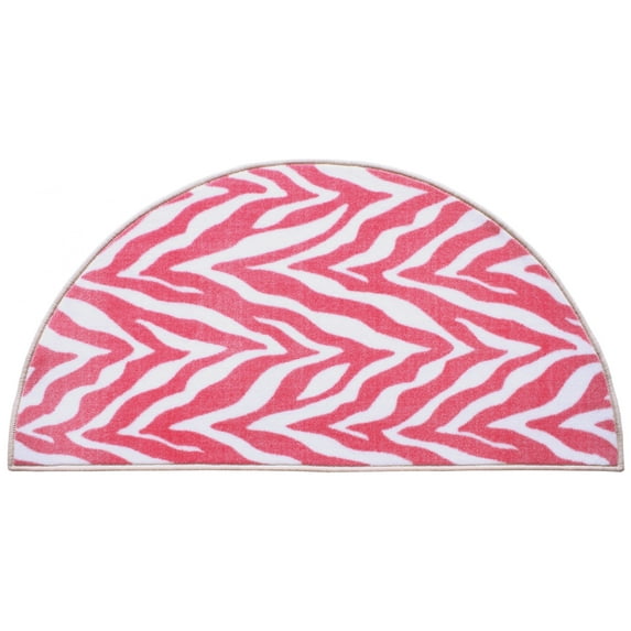 Furnish My Place Animal Print Rug - 24" x 48" Half Round, Zebra Light Pink, Nylon Rug for Patio, Garden, Hallway, Living Room