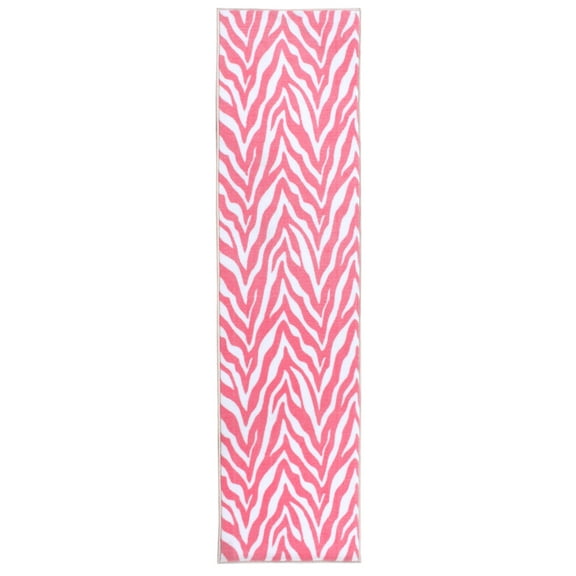 Furnish My Place Animal Print Rug - 3 ft. x 38 ft., Zebra Light Pink, Nylon Floor Rug for Patio, Garden, Hallway, Living Room