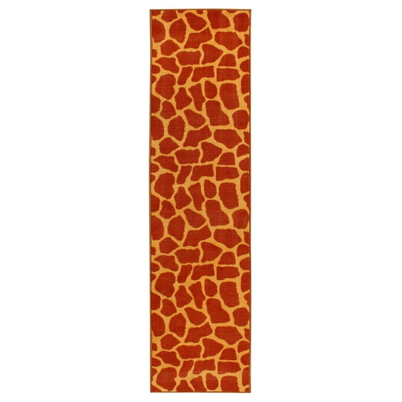 Furnish My Place Animal Print Rug - 3 ft. x 8 ft., Giraffe On Stilts, Nylon Rug for Patio, Garden, Hallway, Living Room