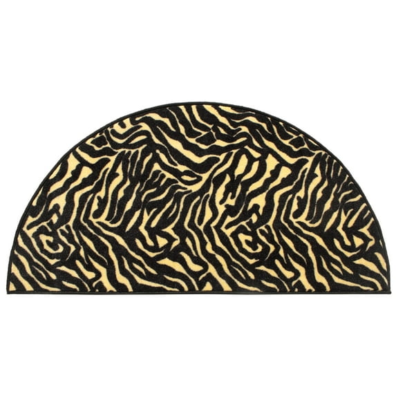 Furnish My Place Animal Print Rug - 30" x 60" Half Round, Zebra Grazer, Nylon Rug for Patio, Garden, Hallway, Living Room