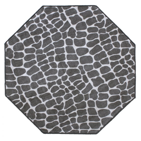Furnish My Place Animal Print Rug - 5 ft. Octagon, Crocodile Light Grey, Nylon Rug for Patio, Garden, Hallway, Living Room