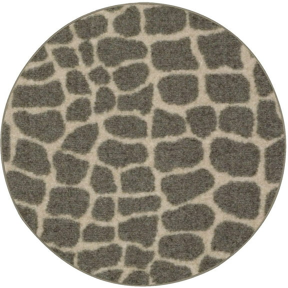 Furnish My Place Animal Print Rug - 5 ft. Round, Crocodile Lounge Around, Nylon Rug for Patio, Garden, Hallway, Living Room, Floor Carpet