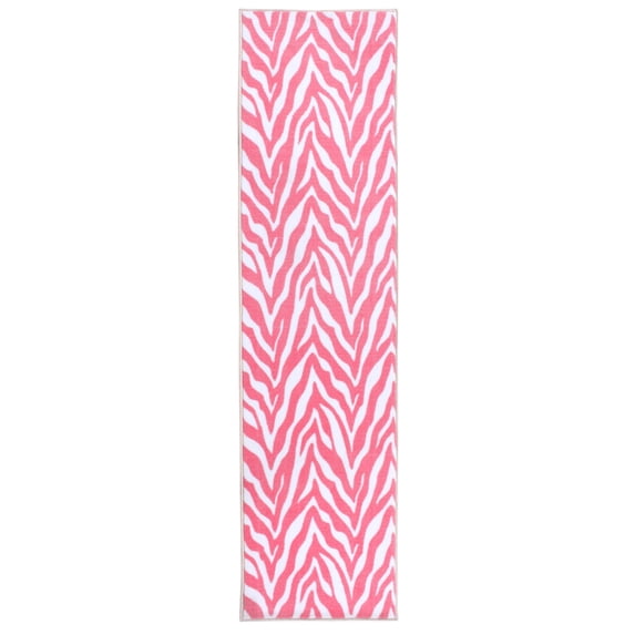 Furnish My Place Animal Print Rug - 5 ft. x 20 ft., Zebra Light Pink, Nylon Rug for Patio, Garden, Hallway, Living Room