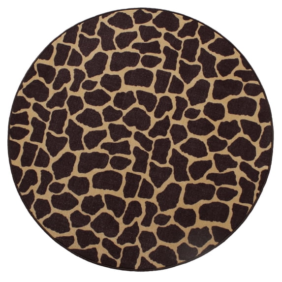 Furnish My Place Animal Print Rug - 6 ft. Round, Giraffe Tall Order, Nylon Rug for Patio, Garden, Hallway, Living Room
