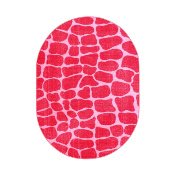 Furnishmyplace Crocodile Pink Area Rug for Living Room, Dining Room, Kids 6' x 8' Oval - Oxford Blue