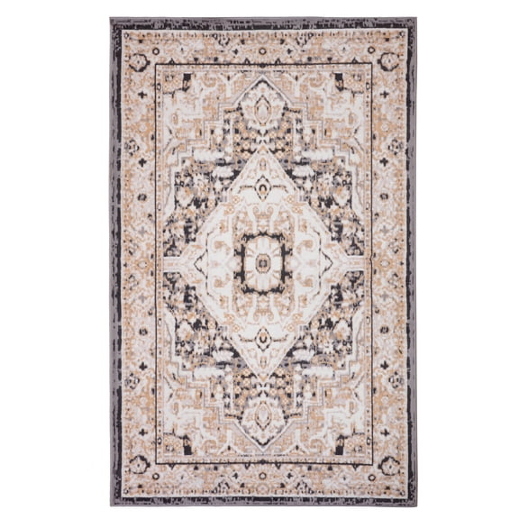 Furnish My Place Distressed Rug - 2 ft. x 4 ft., Beige, Indoor Rug with Bordered Design, Jute Backing