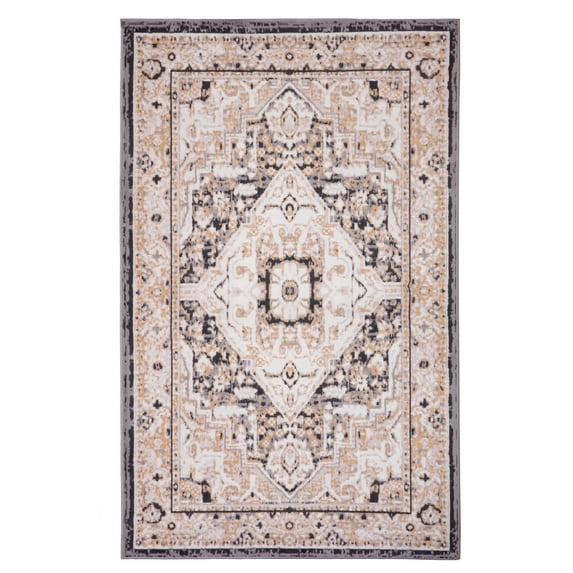 Furnish My Place Distressed Rug - 2 ft. x 4 ft., Beige, Indoor Rug with Bordered Design, Jute Backing