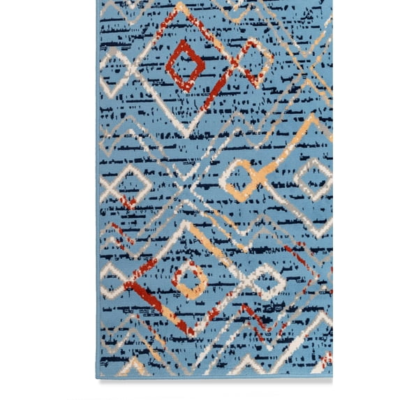 Furnish My Place Geometric Print Rug - 7 ft. 8 in. x 11 ft., Light Blue, Rug with Patterned Design