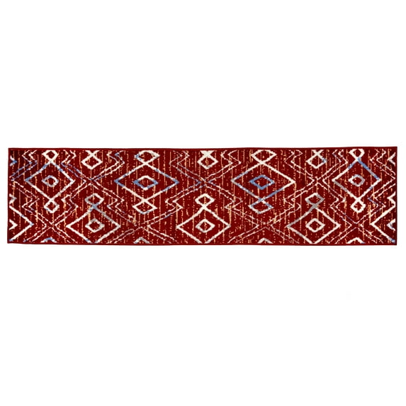 Furnish My Place Geometric Print Runner Rug - 2 ft. x 8 ft., Rust, Rug with Patterned Design