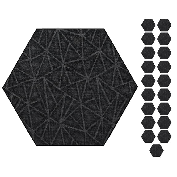 Furnish My Place Geometrical Pattern Indoor/Outdoor Refine Black Rug, Abstract Area Rug, Doorway Mat, Contemporary Rug for Living Room, Entryway, Made in USA, 2' Hexagon - Set of 20