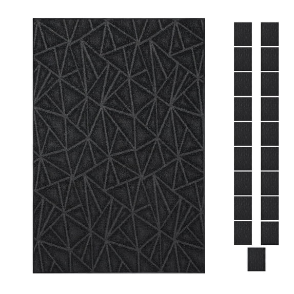Furnish My Place Geometrical Pattern Indoor/Outdoor Refine Black Rug, Abstract Area Rug, Doorway Mat, Contemporary Rug for Living Room, Entryway, Made in USA, 2' x 3' Rectangle - Set of 20