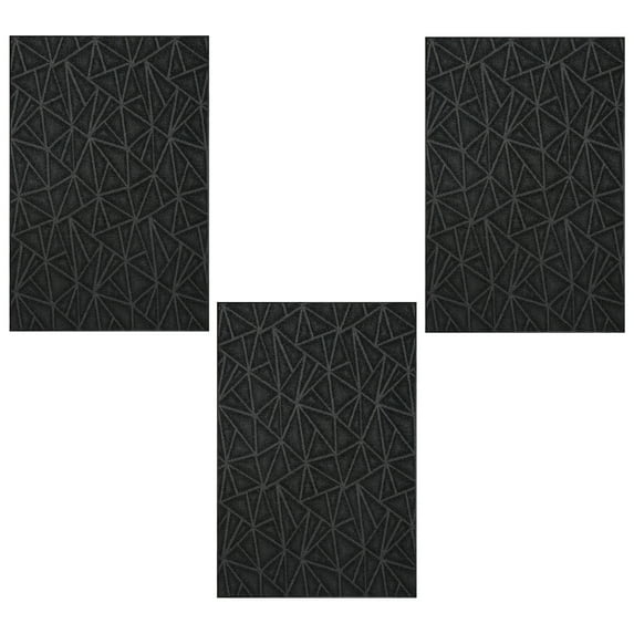 Furnish My Place Geometrical Pattern Indoor/Outdoor Refine Black Rug, Abstract Area Rug, Doorway Mat, Contemporary Rug for Living Room, Entryway, Made in USA, 2' x 4' Rectangle - Set of 3