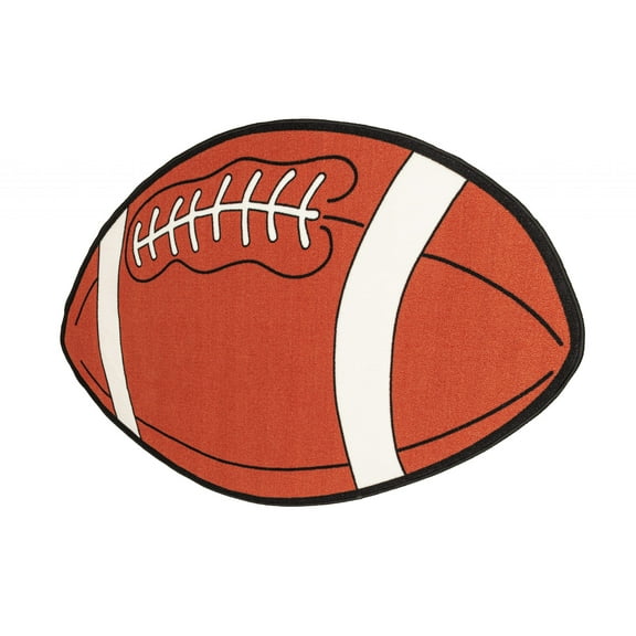 Furnish My Place Indoor Area Rug for kids - 2 ft. 6 in. x 4 ft., Rust, Football Shape Rug with Jute Backing