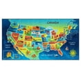 thumbnail image 1 of Furnish My Place Indoor Area Rug for kids - 3 ft. 3 in. x 6 ft. 6 in., Multicolor, USA Map Rug with Jute Backing, 1 of 9