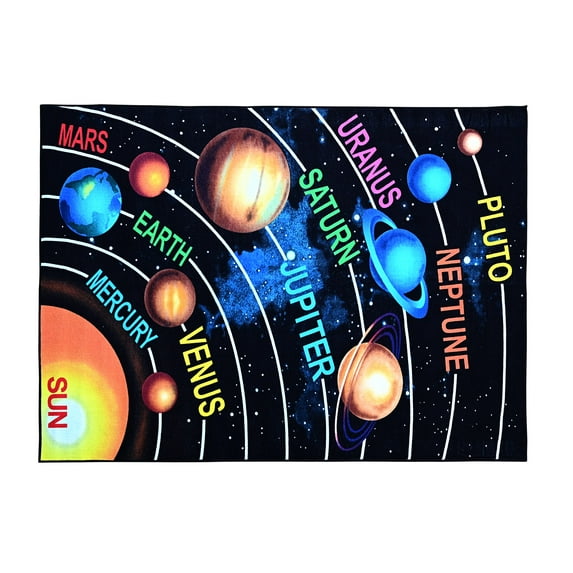 Furnish My Place Indoor Area Rug for kids - 6 ft. 6 in. x 9 ft. 2 in., Multicolor, Solar System Rug with Jute Backing