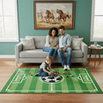 thumbnail image 1 of Furnish My Place Indoor Area Rug for kids - 6 ft. 7 in. x 9 ft. 2 in., Green, Strips Soccer Rug with Jute Backing, 1 of 2