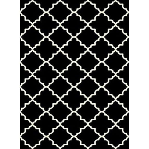 Furnish My Place Indoor Contemporary Trellis Rug with Jute Backing - 5 ft. x7 ft. 5 in., Black, Modern Geometric, Area Rug for Living Room, Bedroom, Hallway