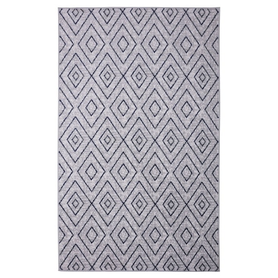 Furnish My Place Indoor Diamond Geometric Rug with Jute Backing - 2 ft. x 4 ft., Light Grey1, Moroccan, Area Rug for Living Room, Bedroom, Hallway