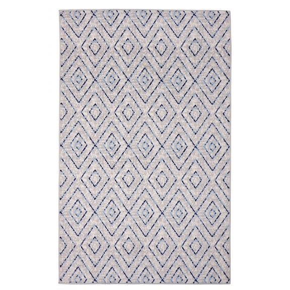 Furnish My Place Indoor Diamond Geometric Rug with Jute Backing - 5 ft. x 8 ft., Light Grey, Moroccan, Area Rug for Living Room, Bedroom, Hallway