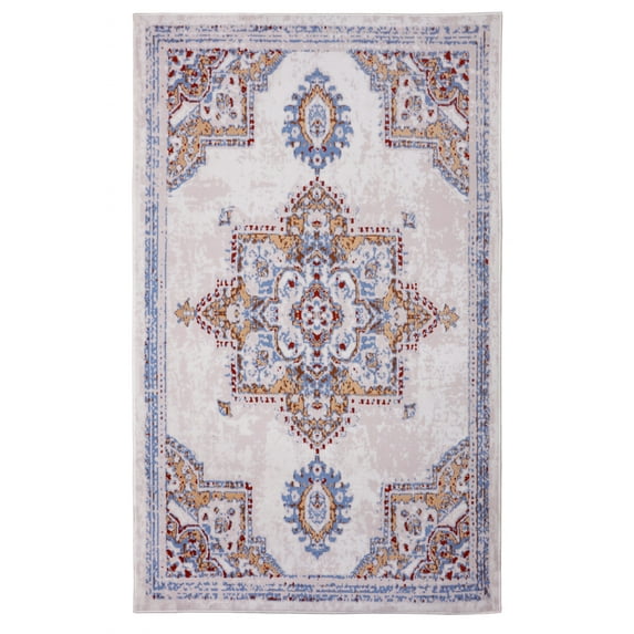 Furnish My Place Indoor Distressed Bohemian Rug with Jute Backing - 2 ft. x 4 ft., Peach, Persian, Area Rug for Living Room, Bedroom, Hallway