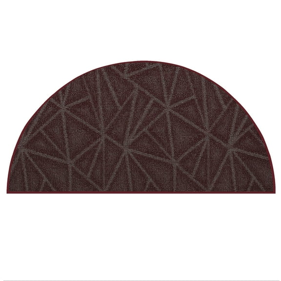 Furnish My Place Indoor Floor Rug - 18" x 36" Half Round, Burgundy, Geometrical Print, Customized Area Rug for Bedrooms, Hallways, Living Rooms