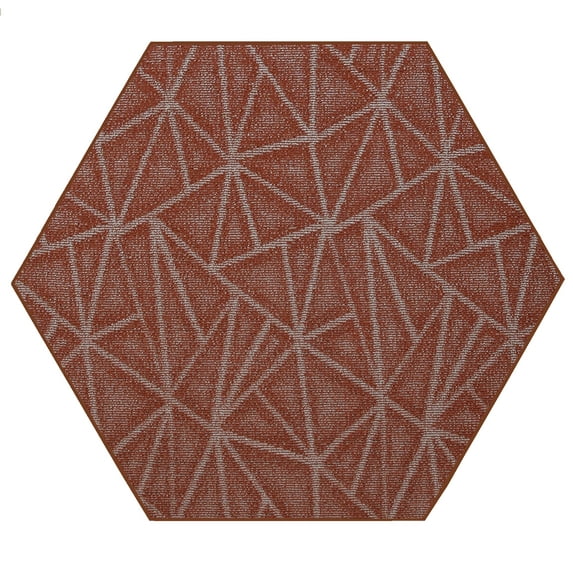 Furnish My Place Indoor Floor Rug - 2 ft. Hexagon, Rust, Geometrical Print, Customized Area Rug for Bedrooms, Hallways, Living Rooms