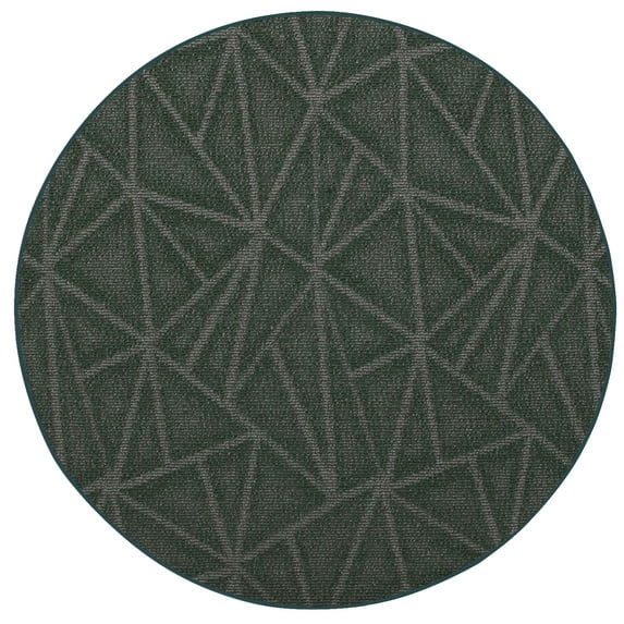 Furnish My Place Indoor Floor Rug - 2 ft. Round, Green, Geometrical Print, Customized Area Rug for Bedrooms, Hallways, Living Rooms