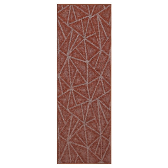 Furnish My Place Indoor Floor Rug - 2 ft. x 30 ft., Rust, Geometrical Print, Customized Area Rug for Bedrooms, Hallways, Living Rooms