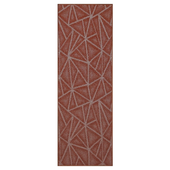 Furnish My Place Indoor Floor Rug - 2 ft. x 38 ft., Rust, Geometrical Print, Customized Area Rug for Bedrooms, Hallways, Living Rooms
