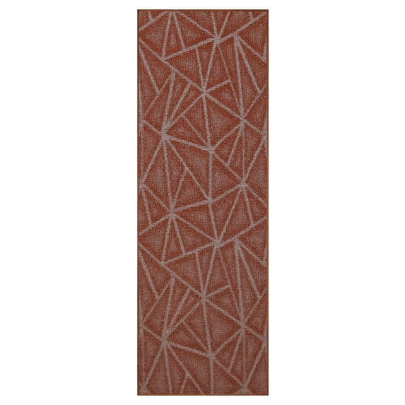 Furnish My Place Indoor Floor Rug - 2 ft. x 40 ft., Rust, Geometrical Print, Customized Area Rug for Bedrooms, Hallways, Living Rooms