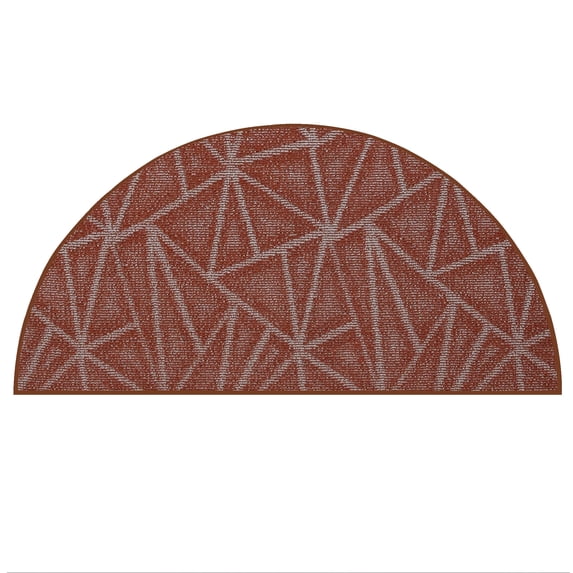 Furnish My Place Indoor Floor Rug - 20" x 40" Half Round, Rust, Geometrical Print, Customized Area Rug for Bedrooms, Hallways, Living Rooms