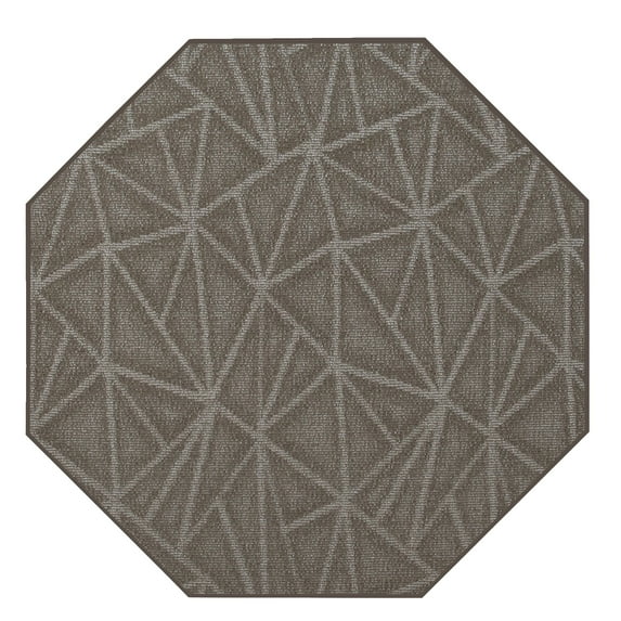 Furnish My Place Indoor Floor Rug - 3 ft. Octagon, Neutral, Geometrical Print, Customized Area Rug for Bedrooms, Hallways, Living Rooms